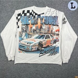 Pacsun New York Racing Cropped Long Sleeve Tee Shirt
